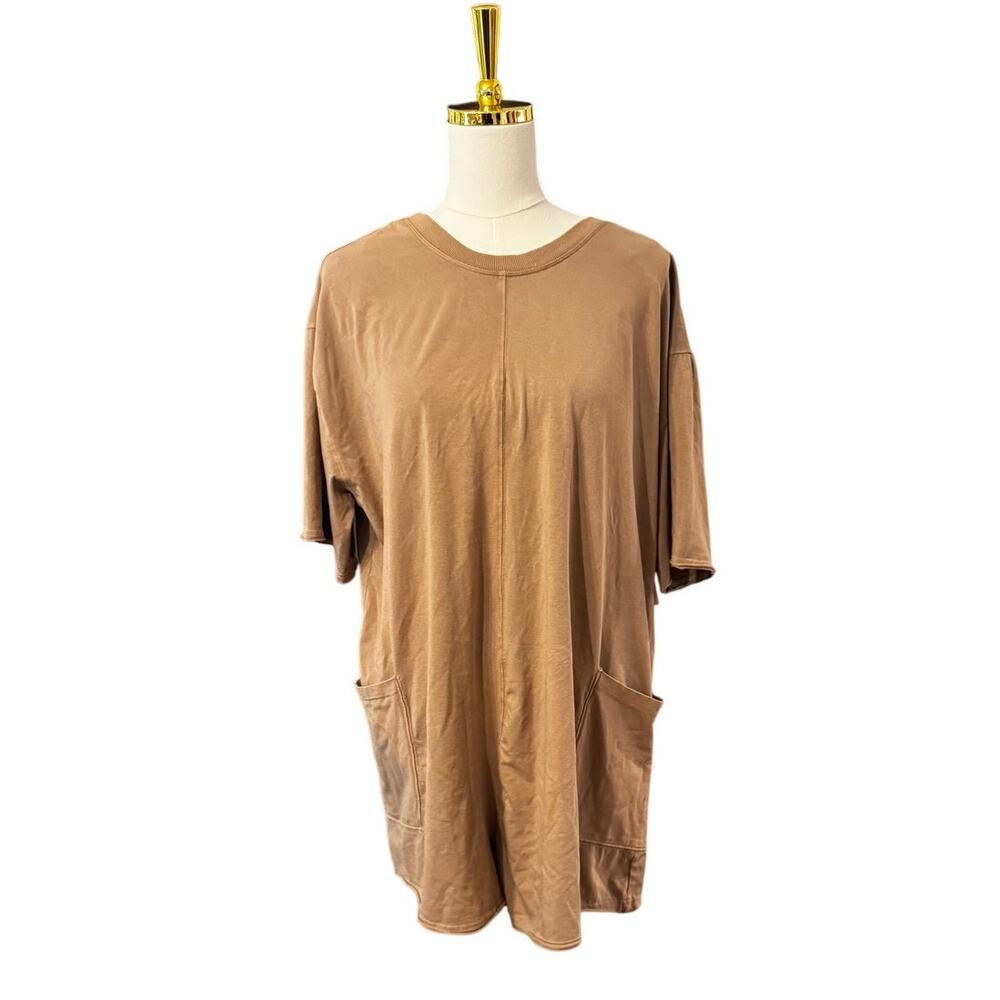 Free People Movement Hot Shot Tee Romper Oversized Mocha Latte One Piece NWT Med